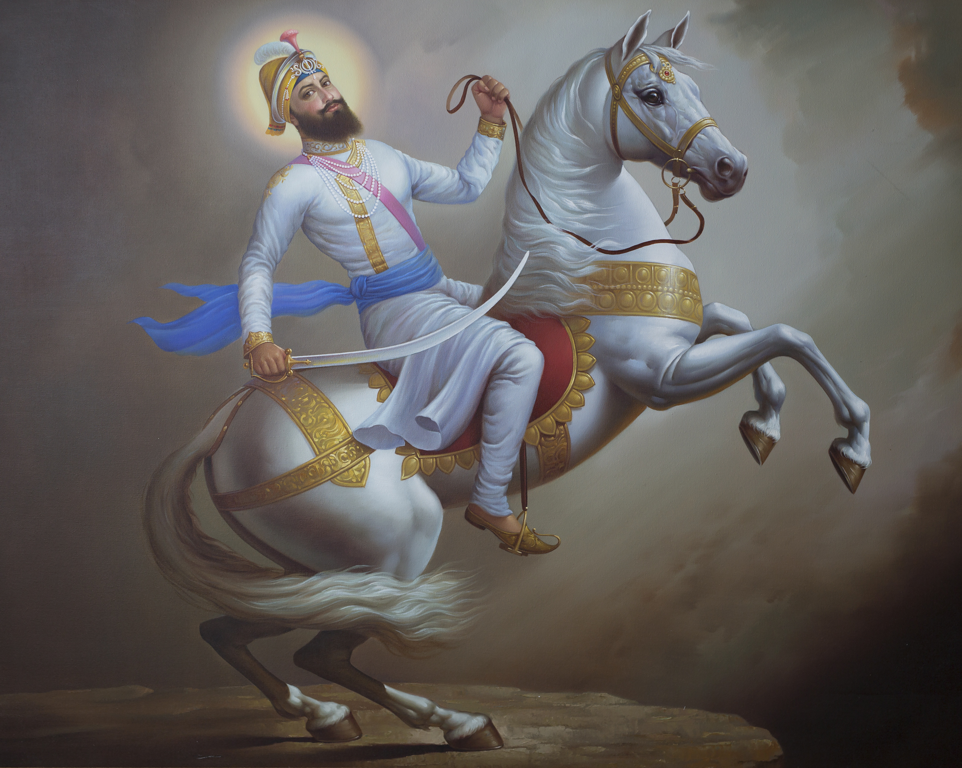 Guru Gobind Singh Ji On Horse (Horizontal)