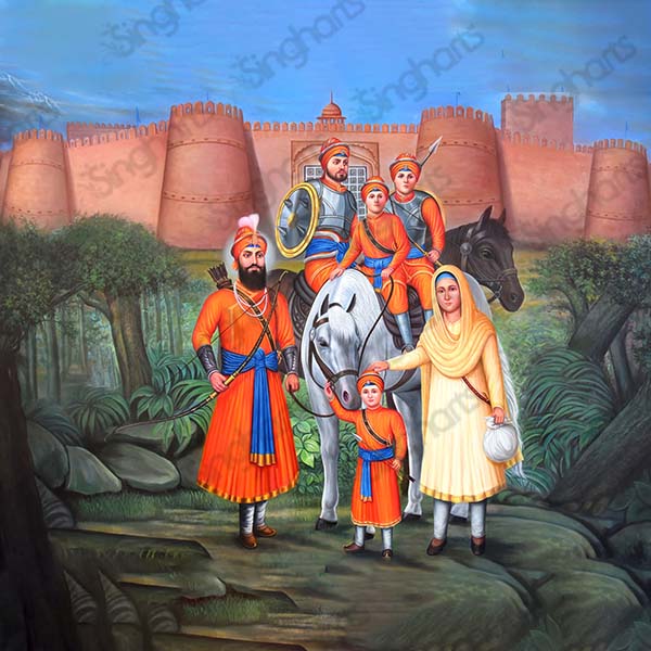 4 Shaibzaday with Guru Sahib and Mata Ji