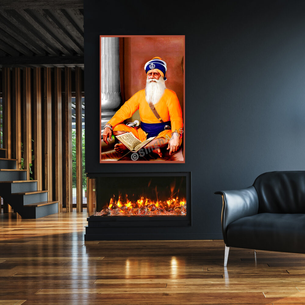 Dhan Dhan Baba Deep Singh Ji – Yellow Tone Spiritual Artwork