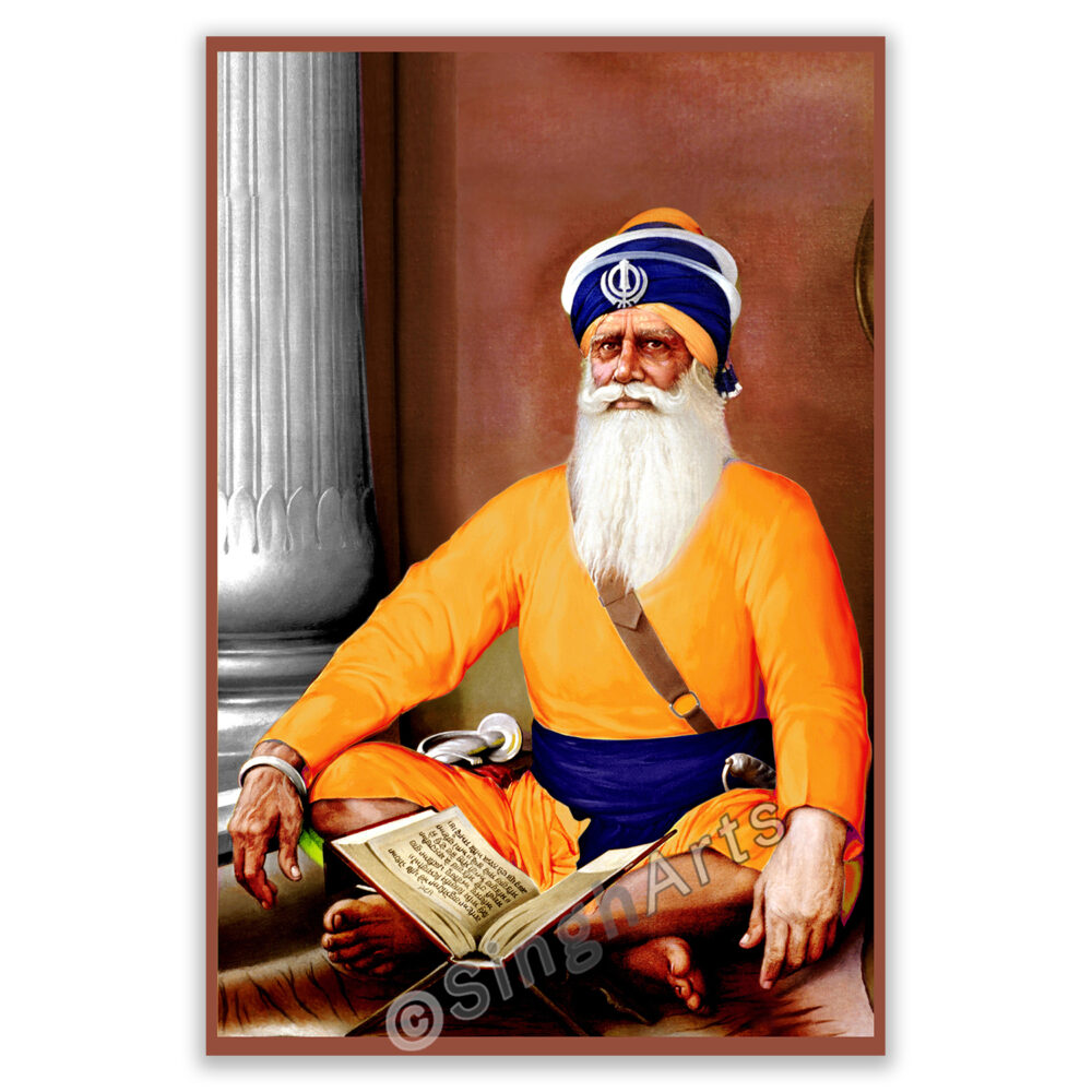 Dhan Dhan Baba Deep Singh Ji – Yellow Tone Spiritual Artwork - Image 2