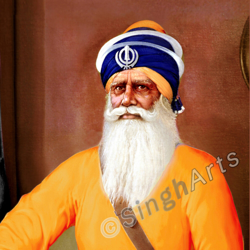 Dhan Dhan Baba Deep Singh Ji – Yellow Tone Spiritual Artwork - Image 3