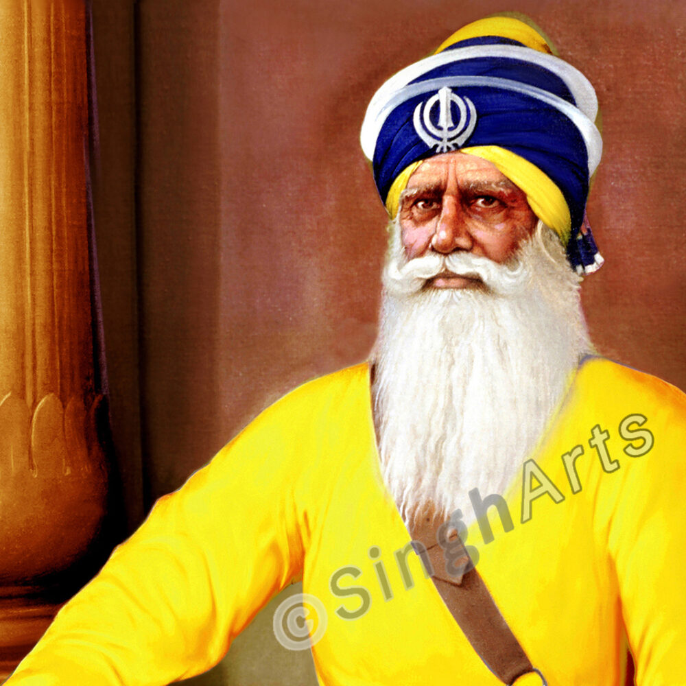 Dhan Dhan Baba Deep Singh Ji – Yellow Tone Spiritual Artwork - Image 3