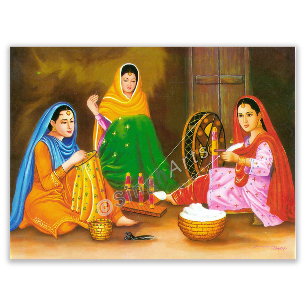 Gap-Shap – A Vibrant Sikh Cultural Artwork Depicting Conversations - Image 2