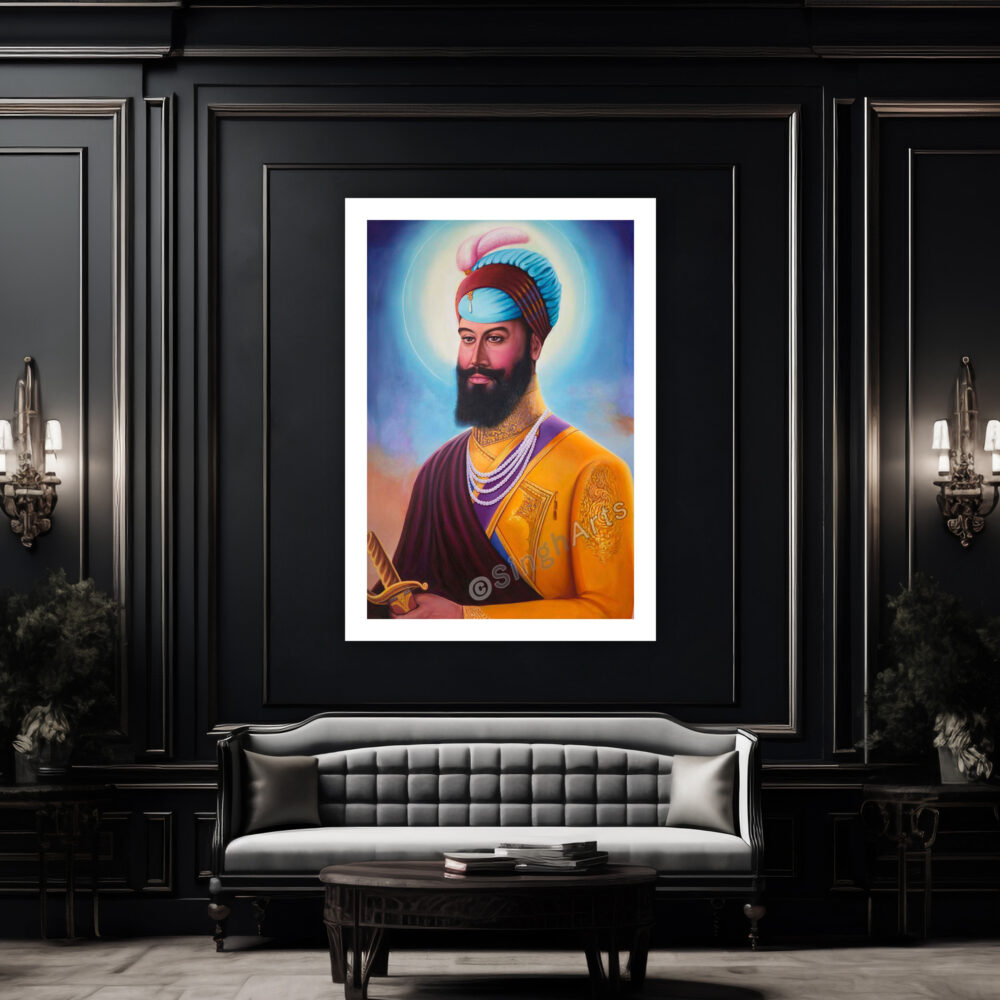 Guru Hargobind Sahib Ji Wall Frame – Symbol of Miri-Piri and Divine Leadership