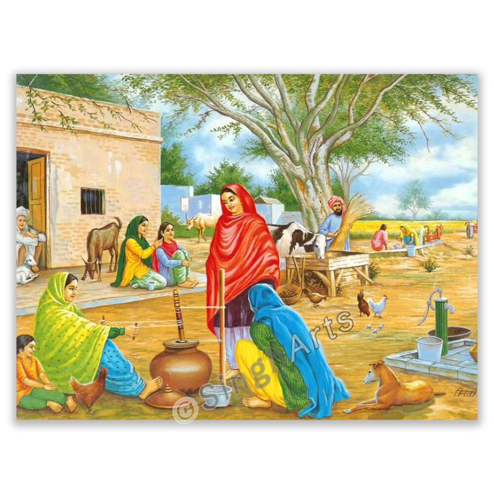 My Pind Punjabi Village Life Wall Art Frame - Image 2