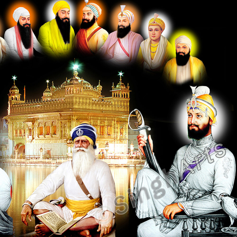 All 11 Sikh Gurus Horizontal Wall Frame - Image 3