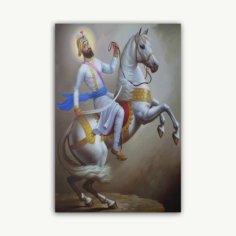 Nischay Kar Apni Jeet Karo – Guru Gobind Singh Ji on Horseback | Motivational Sikh Art in Color - Image 2