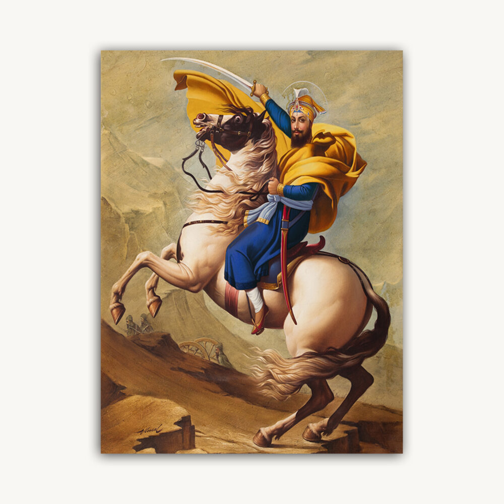 Nischay Kar Apni Jeet Karo – Guru Gobind Singh Ji on Horseback | Sikh Warrior Art in Color - Image 2