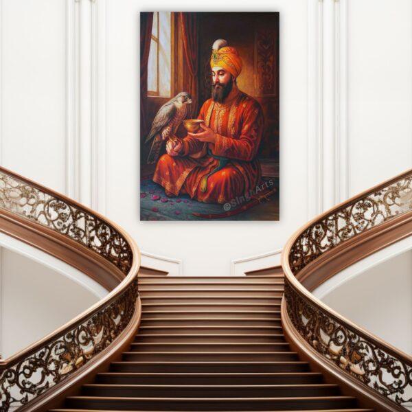 Guru Gobind Singh Ji and His Baaj (Falcon)