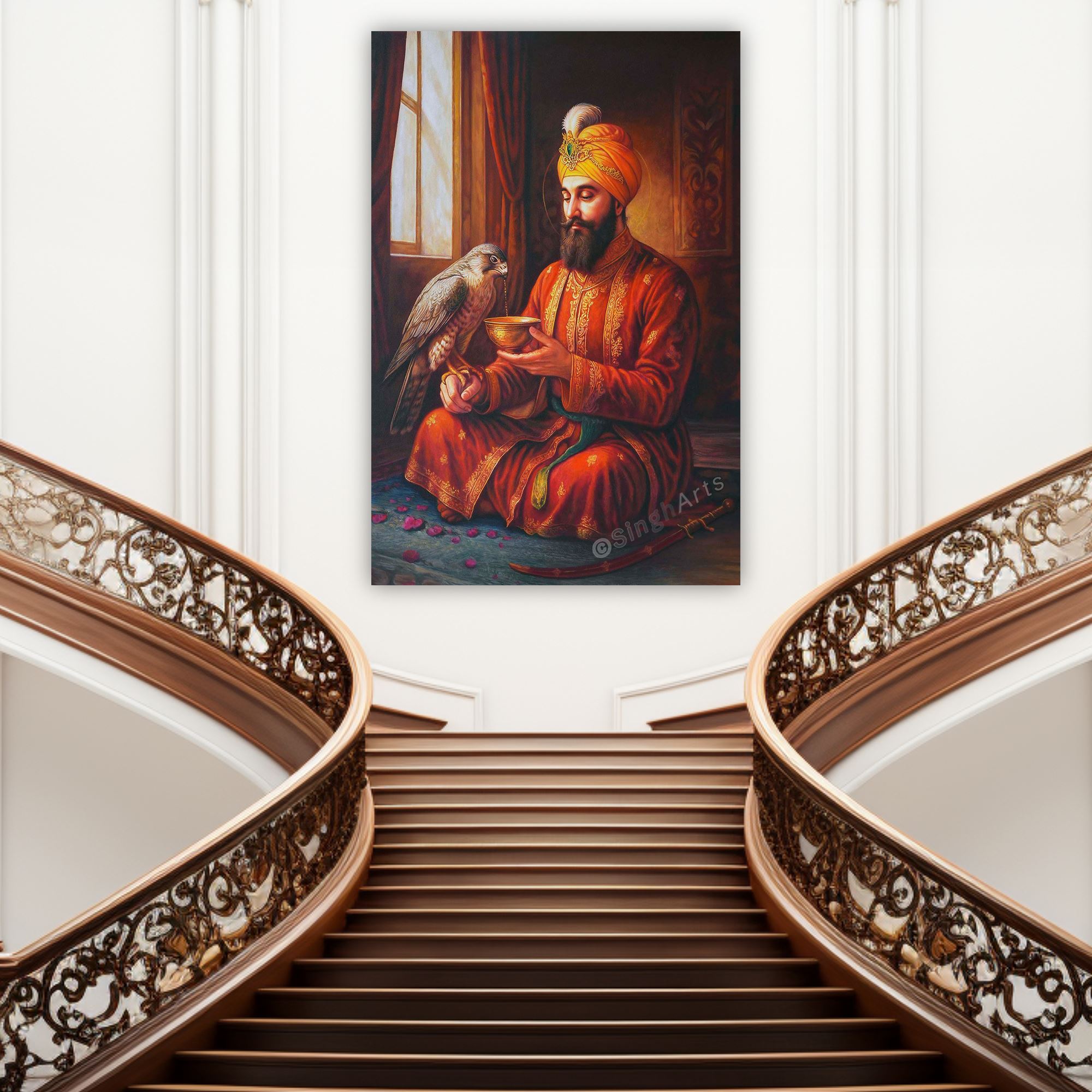 Guru Gobind Singh Ji and His Baaj (Falcon)