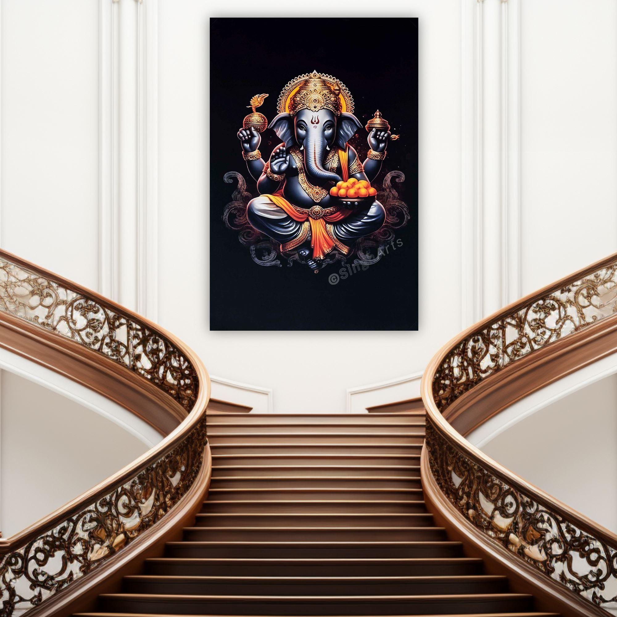 Ganesh Ji (In Silver and Black) - The Remover of Obstacles in Stillness and Strength