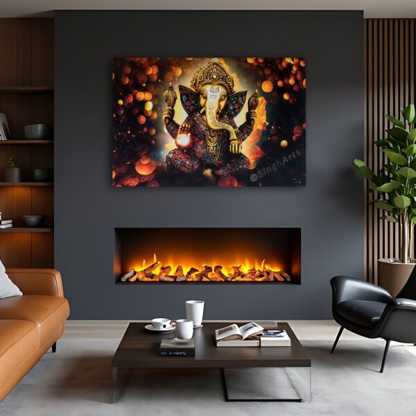 Ganesh Ji giving blessing - Divine Grace Amid Light and Celebration